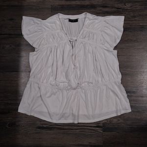 Lane Bryant V Neck Short Sleeve Blouse Size 22/24 Womens White Pullover Top